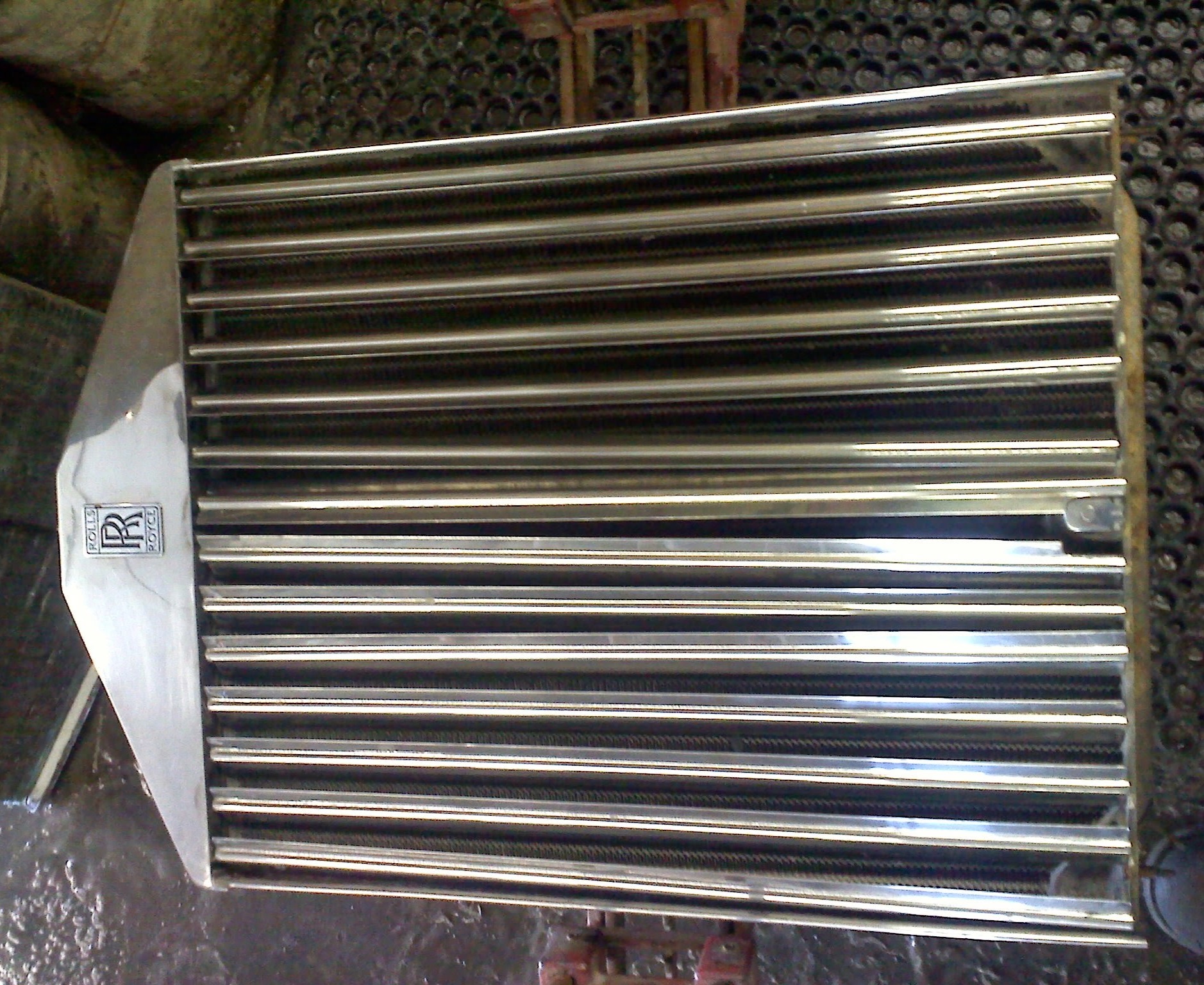 Newly built Rolls-Royce radiator core ready for installation